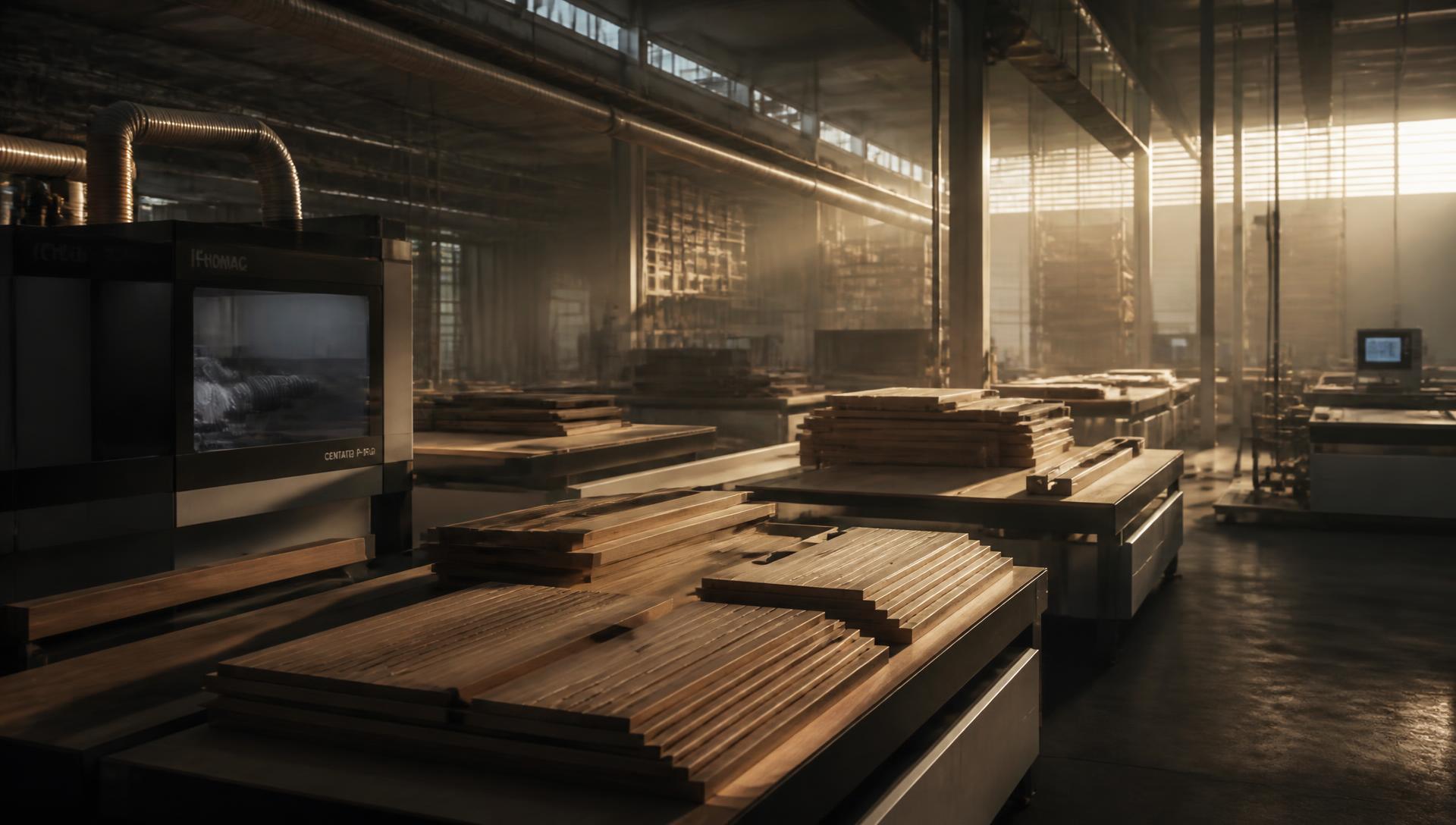 Production facility with machined timber components