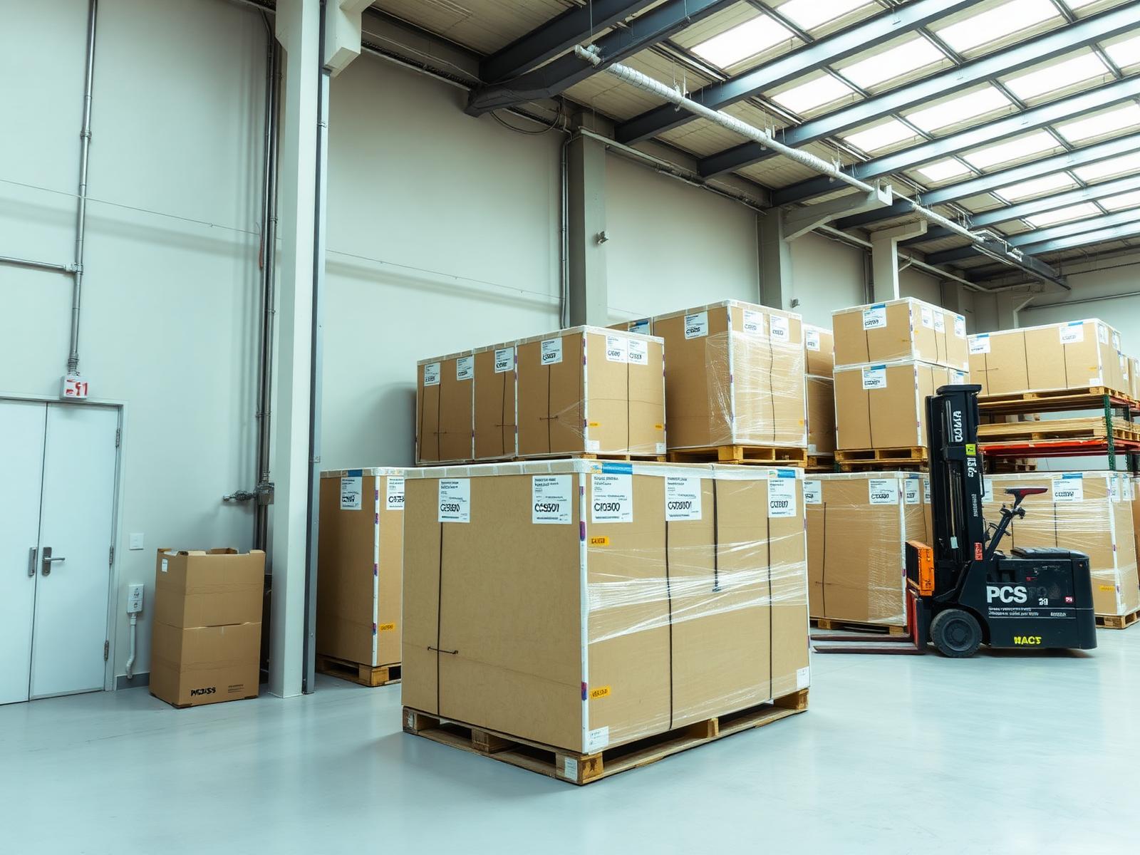 Packing bay preparing an export shipment