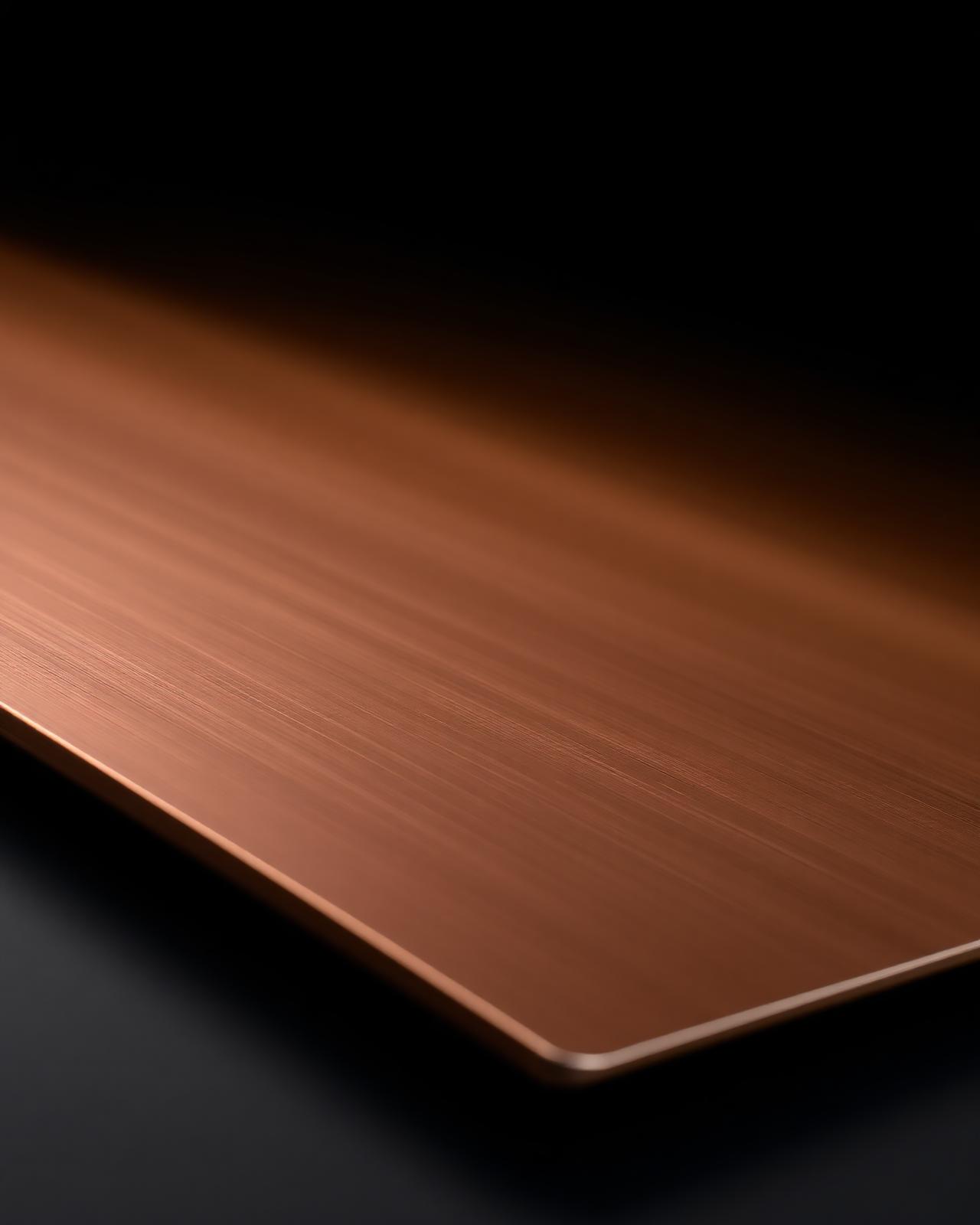 Macro detail of brushed bronze PVD-coated metal