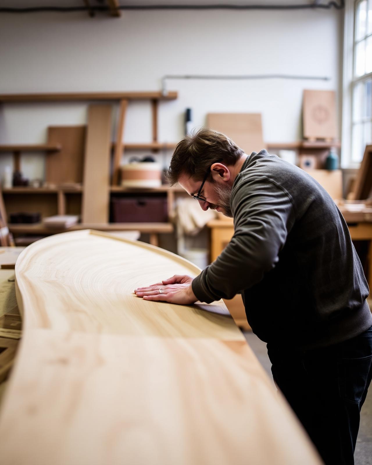 Craftsperson working timber in a joinery workshop